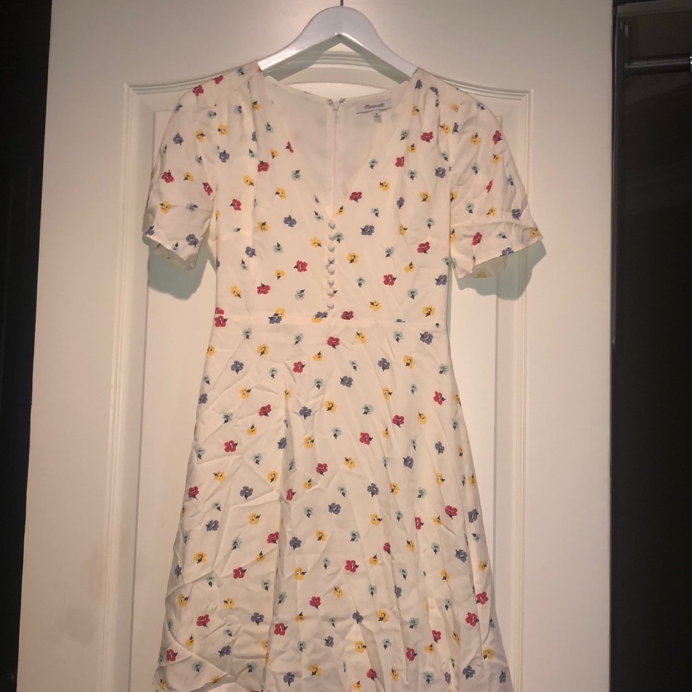 Madewell Cream Floral Button-Up Dress
